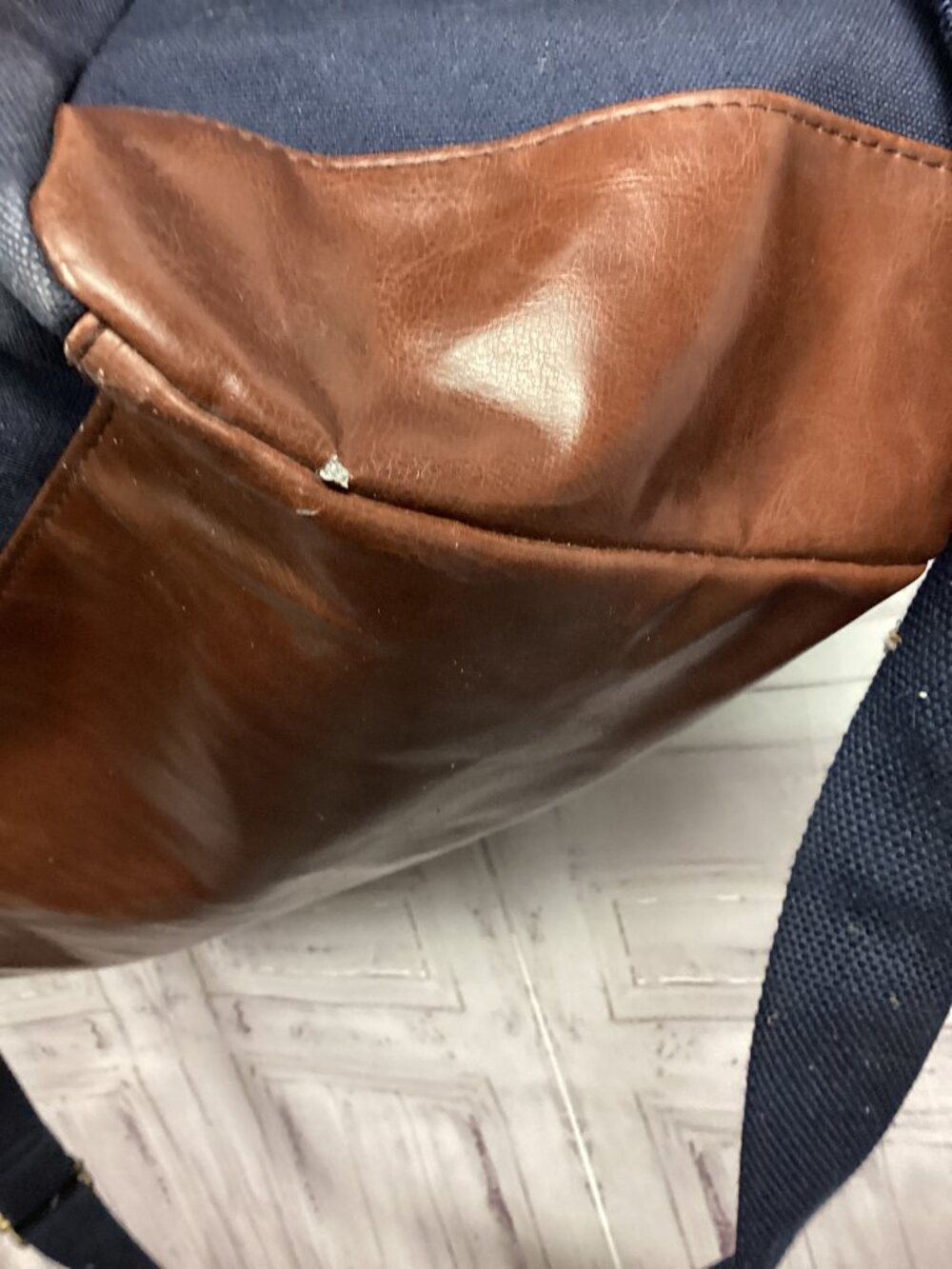 Ralph Lauren Navy Canvas Duffel with Brown Faux Leather Trim - Picture 9 of 16